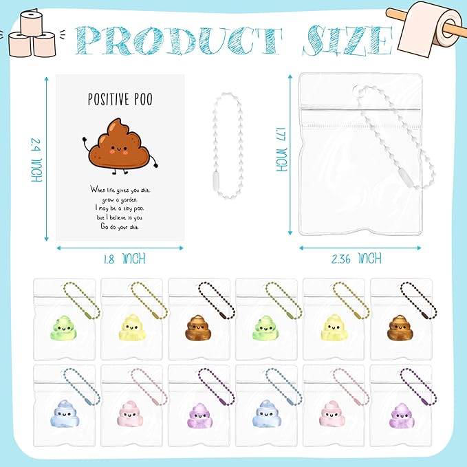 Wettarn 24 Sets Poop Gifts Inspirational Stress Balls with Support Card Positive Stress Relief Prank Colorful Poop Ball Appreciation Gifts for Employee Boss Pharmacy Vet Tech Medical Assistant