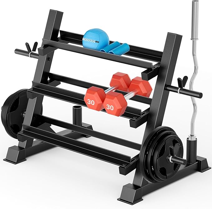 YOLEO Dumbbell Rack - 3 Tier & 5 Tier Compact Weight Rack for Dumbbell, Kettlebell, Barbell, Heavy Duty Weight Storage Organizer, Space-Saving Dumbbell Storage Stand Holder for Home Gym - 1100LBS Capacity (Rack Only)