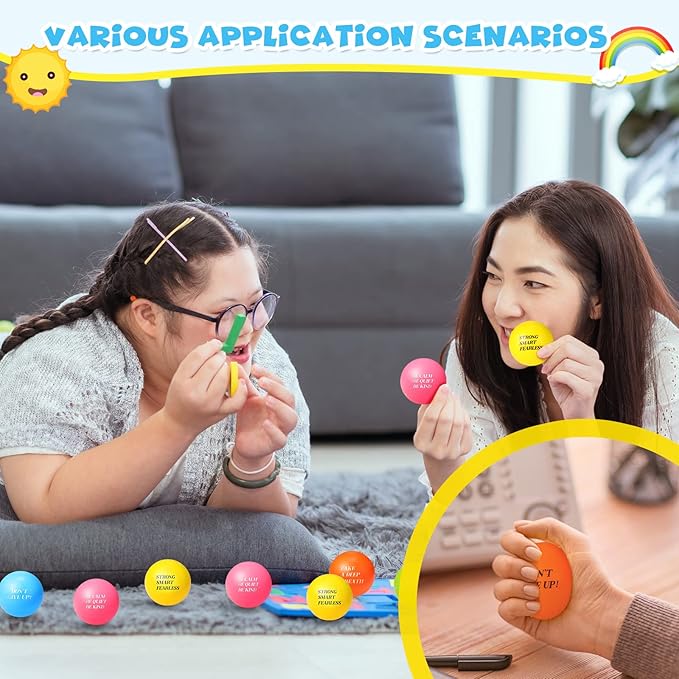 Jerify 72 Pcs Motivational Stress Balls Bulk Inspirational Stress Balls Colorful Foam for Adults Hand Exercise Small Therapy Fidget Relief Anxiety Toys for Coworkers Gifts Fidget(Fresh Colors)