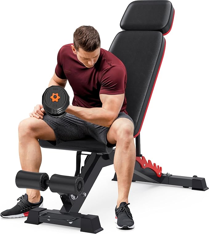 1200LBS Adjustable Weight Bench Press, Heavy-duty Workout Bench for Home Gym, Extra Headrest, Incline Decline strength Training Bench Press for Full Body Workout Extrem Stable