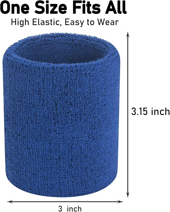 10 Pair Sweat Bands for Wrists,Tennis Wristband Absorbing Cotton Terry Cloths Arm Sweat Bands for Women Men Wrist Band for Football Basketball, Running