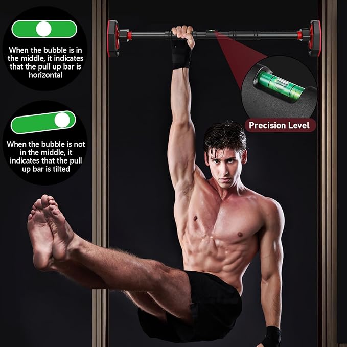 Gadpiparty Pull Up Bar for Doorway -Heavy Duty 440LBS, No Screws for Renters & Home Gym, Adjustable 27.5-39 Inch, Easy Install Secure Lock