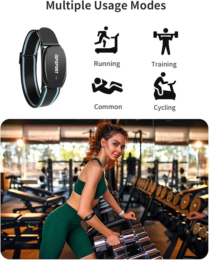 iGPSPORT Heart Rate Monitor Armband HR70, Bluetooth 5.0 ANT+ arm Heart Rate Monitor, 65H Battery Life and HR Zone LED Indicator (Black)