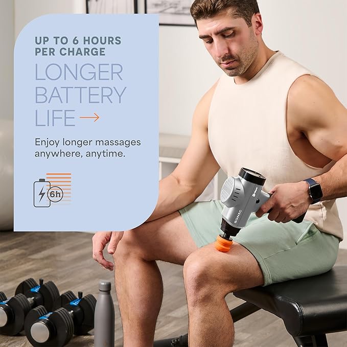 LifePro Massage Gun & Holder (Sold Separately) – Percussion Muscle Massager for Athletes with 8 Heads & 6 Speeds – Deep Tissue Back Muscle Extender for Recovery