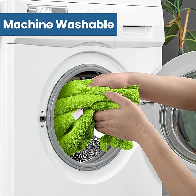 DAN RIVER 12-Pack Green Microfiber Towels โ Ultra Absorbent, Lint-Free & Streak-Free Terry Cloth Rags for Home, Car & Kitchen - Must-Have Cleaning Essentials - 12" x 12"