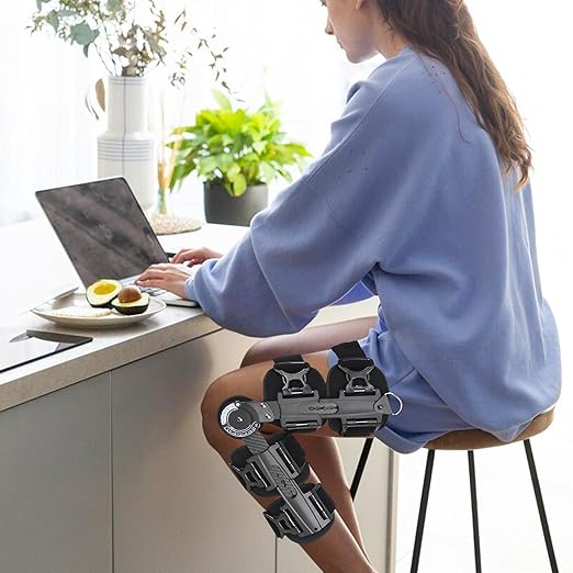 ROM Knee Brace with Shoulder Strap - Hinged Post OP Knee Brace Immobilizer Leg Braces Orthopedic Patella Knee Support Orthosis for ACL, PCL, MCL Injury, Meniscus Tear, Adjustable for Left and Right Leg