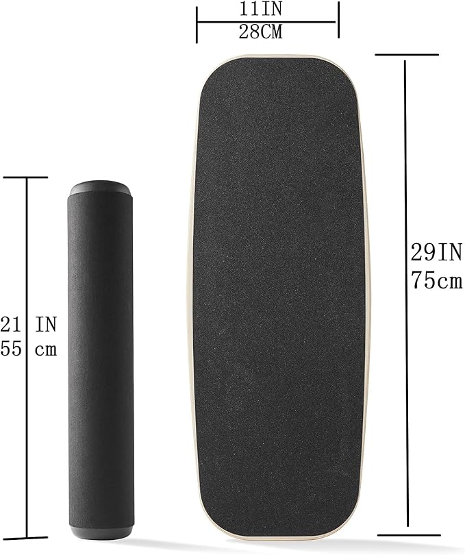 Balance Board Surf Trainer with Adjustable Stoppers - 2 Different Distance Options Balance Board for Surfing, Snowboarding, Skiing, Skateboarding, 300lbs Capacity