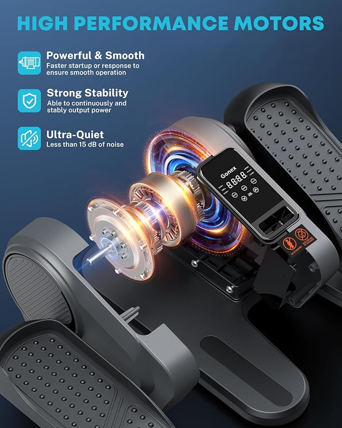 Gonex Under Desk Elliptical Exercise Machine for Seniors, Electric Ellipse Leg Exerciser with Remote, 16 Adjustable Speeds, Manual & 12 Auto Modes, Leg Exerciser While Sitting, Seated Pedal Exerciser