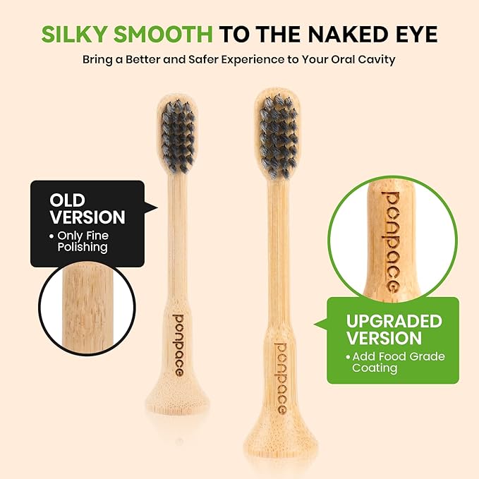 Bamboo Toothbrush Heads Compatible with AquaSonic, Soft Charcoal Infused Bristles, Whitening & Deep Cleaning