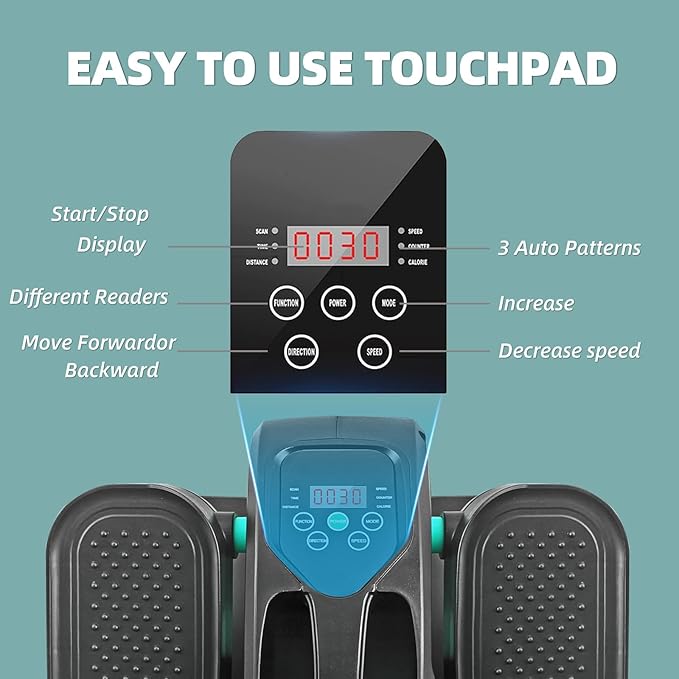 ESL Under Desk Elliptical - Portable Leg Exerciser with Pedal Strap for Seniors, Compact Seated Elliptical with Remote Control, LCD Display Electric Elliptical Trainers for Home