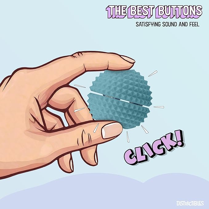 Round Spiked Sensory Fidget Clicker, Tactile Stimming Device with Mechanical Clicky Switches, Lanyard Attachment, Ideal for Pain Stim, ADHD, Autism & Stress Relief (Blue, Large)