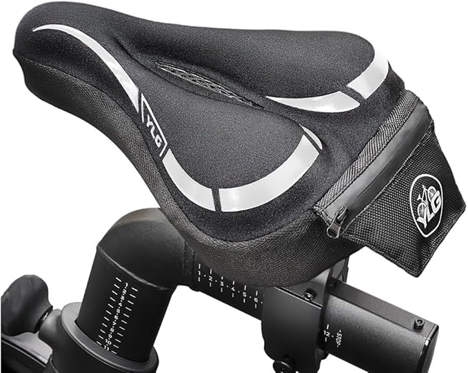 YLG Bike Seat Cover, Memory Foam & Gel Bike Seat Cushion Cover for Men Women, Comfortable Bicycle Seat Cover for Peloton/Fixed/Cruiser/Indoor/Outdoor Bike seat with Waterproof Cover