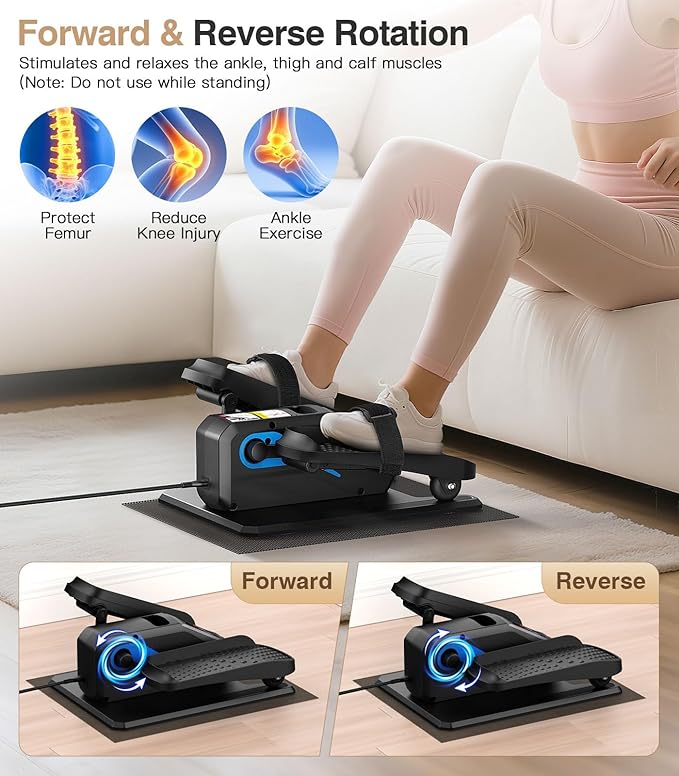 Portable Under Desk Elliptical Machine with Wireless Remote, 12 Manual & 3 Automatic Speeds, Pedal Ellipse Leg Exerciser,Leg Exerciser While Sitting for Seniors, Adults, Home, Office
