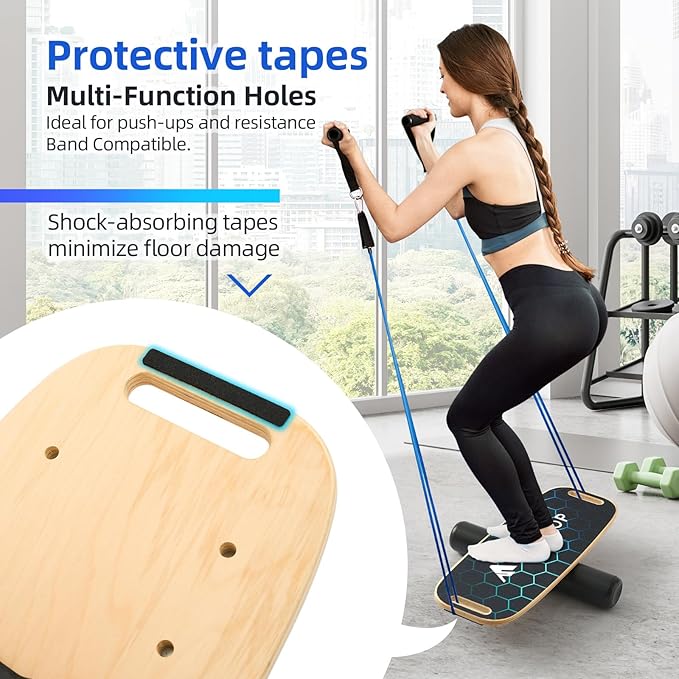 Balance Board for Adult with Adjustable Stoppers: 3 Modes Wobble Board with Roller Exercise Balancing Stability Trainer for Improve Balance Non Slip Surface