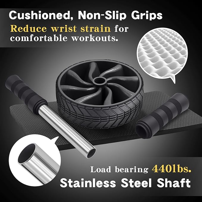 Ab roller wheel abdominal exercise core workout weight loss no noise easy to assembling light weight perfect home gym equipment for men & women