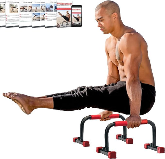 Rubberbanditz Parallette, Parallel Bars & Dip Station | At Home Gym Workout Equipment, L-Sit Bars & Calisthenics Equipment for Home. Perfect for Push Ups, Dips, Handstands & Gymnastics.