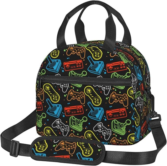 Game Reusable Insulated Lunch Box Waterproof Lunch Bag with Detachable and Adjustable Shoulder Strap for Office Picnic or Travel