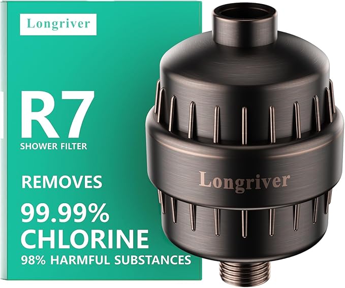 R7 Shower Filter High Put Shower Water Filter for Hard Water 99.99% Remove Chlorine, Heavy Metals, Shower Water Softener, Improve your skin and hair, Bathroom Fixture Hardware Parts, Oil Rubbed Bronze