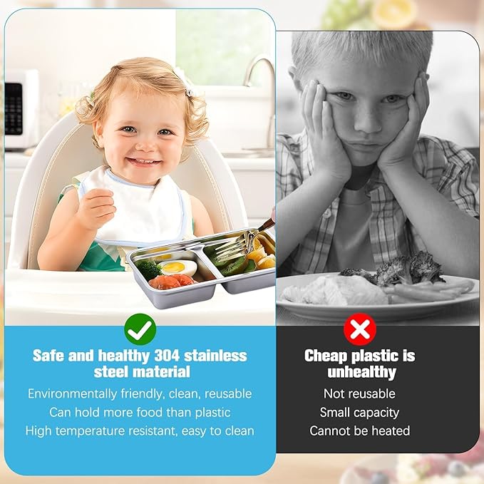 Grab and Go Snack Containers Reusable, 4 Pcs Stainless Steel Double Compartment Snack Containers, Dishwasher- Reusable Condiment with Lids, Snacks Dips Takeout Travel and Outdoor Camping