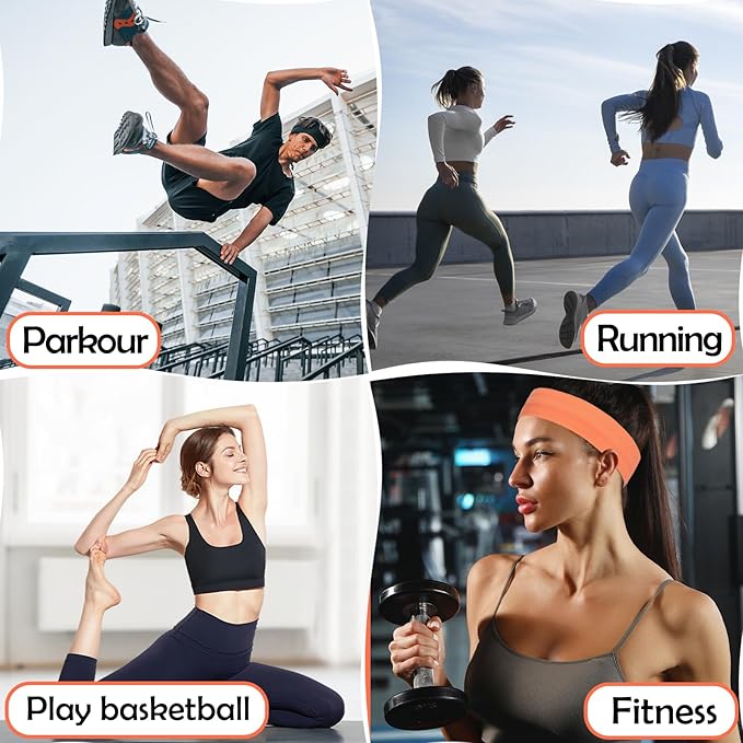 Workout Headbands Non Slip Headband Sport Headbands Sweatbands Elastic Sport Hair Bands for Sports Travel Indoor Fitness Gym