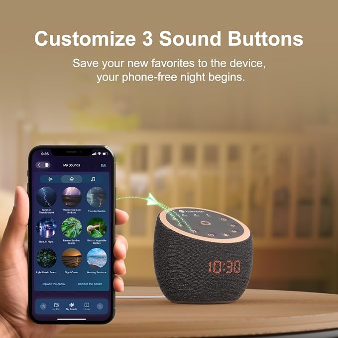 Hotmoon Cocoon Pro 2 Sound Machine 388 Soothing Sounds for Babies & Adults, Smart Night Light, Sleeping Timer, App Control, White Noise Green Noise Maker, Nature Rain Ocean Sound, Plug-in