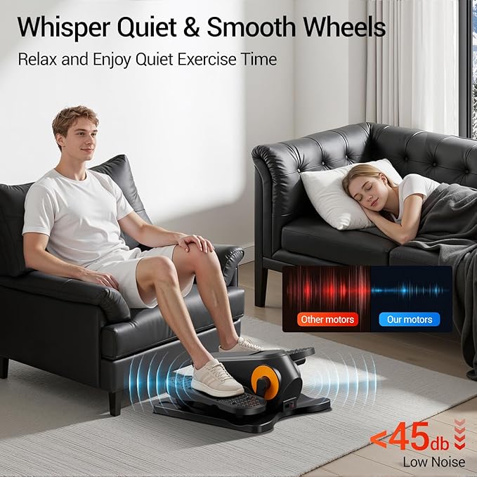 Under Desk Elliptical Machine, Electric Ellipse Leg Exerciser as Seen on Tv for Seniors, Quiet Portable Seated Pedal Exerciser with Remote Control, 12 Adjustable Speeds, Auto & HR Mode for Home Office