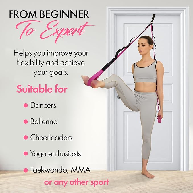 10-Loop Yoga Strap with Door Anchor – Stretch Strap for Flexibility, Deep Stretching, and Improved Balance – Perfect Yoga Accessory for All Fitness Levels