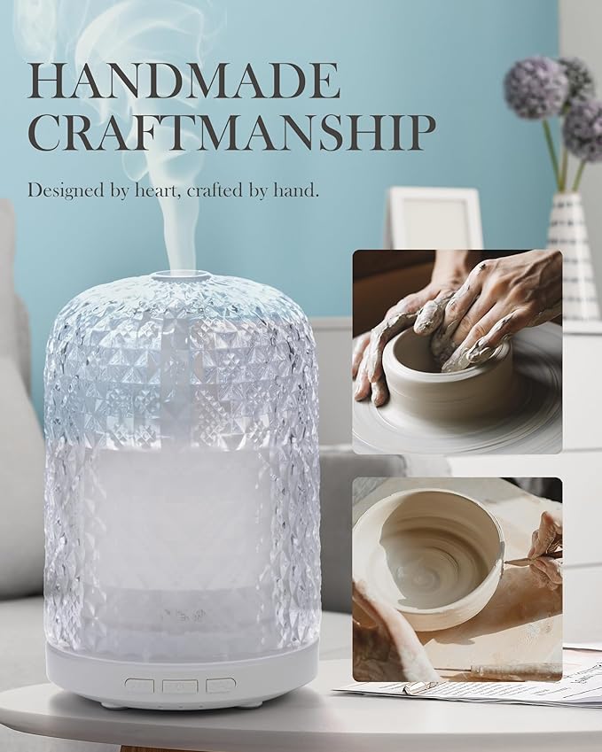 Aromatherapy Diffuser – Ultrasonic Essential Oil Diffuser, Health Night Light, Timer & Auto Shut-Off, BPA-Free, 120ml Diffusers for Home, Office, or Spa