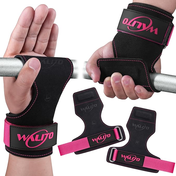 WALITO Weight Lifting Wrist Strap, Double Leather Weightlifting Wrist Straps for Gym Strength Training, Neoprene Padded Wrist Wraps - for Men & Women (Pair)