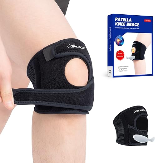 Galvaran Patellar Knee Brace Support Strap Knee Pain Relief Adjustable Knee Strap for Tendonitis, Arthritis, Jumpers, Tennis Running Injury Recovery (Large)