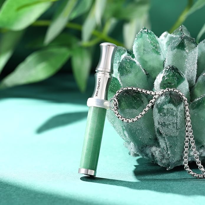 Breathe Free Necklace with Filter, Anxiety & Stress Relief Breath Tool for Meditation, Mindfulness and Relaxation,Natural Stone Breathing Necklace, Portable Wellness Gift for Adults