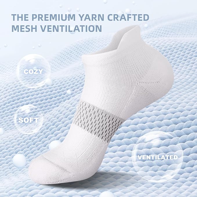 FITRELL 5-6 Pairs Ankle Running Socks for Women Athletic Cushioned Low Cut Tab Sports Socks