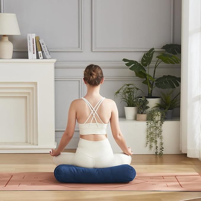 Meditation Cushion Bolster Pillow for Restorative Yoga β Supportive Cushion for Meditation, Pilates, and Relaxation β Filled with Buckwheat Hulls - Removable Cover