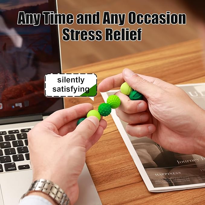 Silicone Magnetic Balls, Fidget Toys, 12-Pack Stress Relief Toys for Adults, Teens, Sensory Toy for Fingers Hands, Quiet Office Desk Toys with Textures, Magnet Fidget Fun Gift (2 Pack(Green+Red))