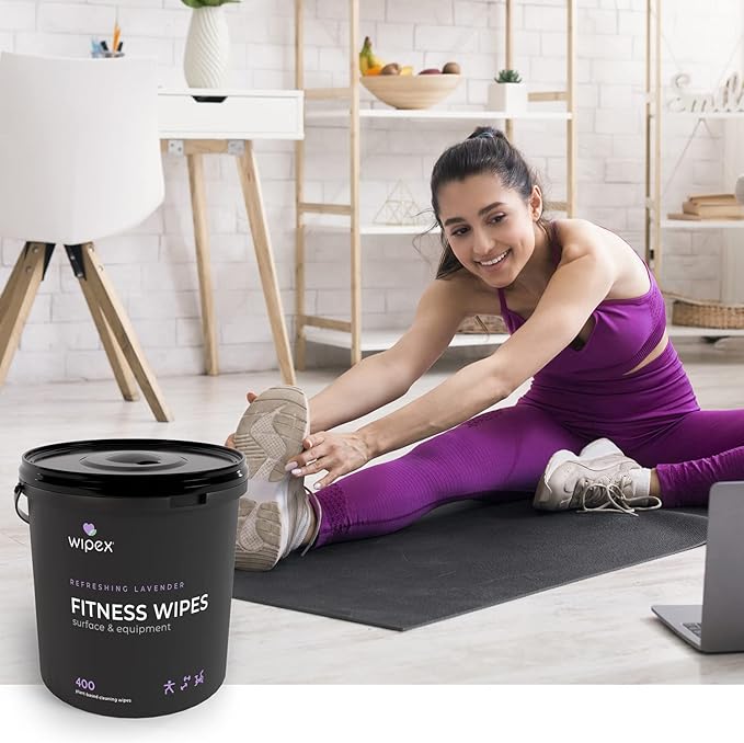 Wipex Gym Wipes Bucket Refill – Plant-based Fitness Equipment Wipes, Lavender and Vinegar to Clean Surfaces, Safe Yoga Mat Cleaner, Gym Cleaner and Peloton 400 Count (Pack of 1)
