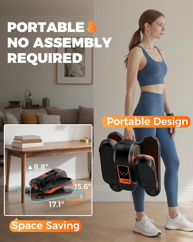 Under Desk Elliptical Machine, Ellipse Leg Exerciser as Seen on TV, LCD Display & 12 Adjustable Speed Ellipse Fit, Portable & Quiet Foot Pedal Exercise Machine, Mini Eclipse Leg Exerciser for Seniors