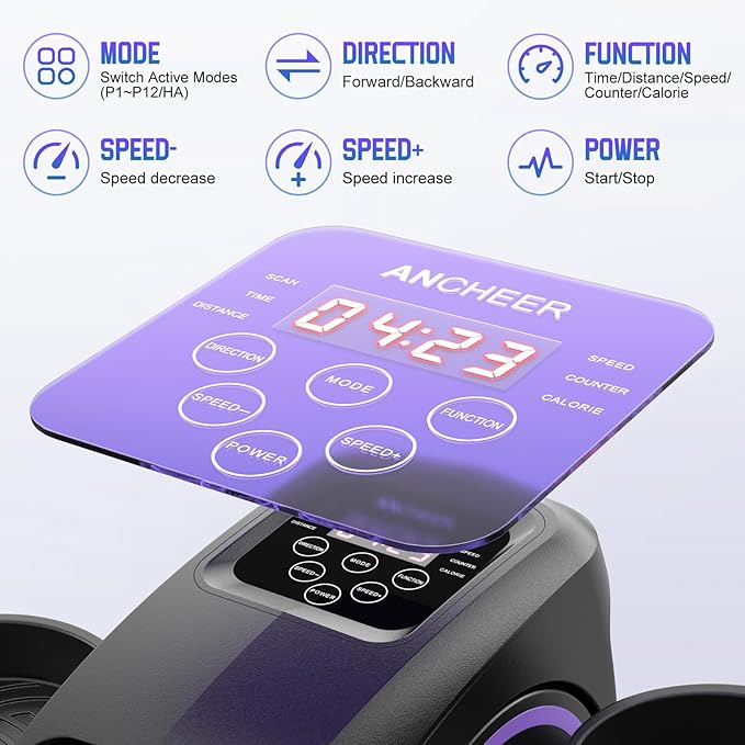 ANCHEER Under Desk Elliptical Machine, Electric Seated Pedal Exerciser as Seen on, Mini Elliptical Machines for Seniors, LCD Display Monitor, Portable Quiet Elliptical Machine, Leg Exerciser for Home