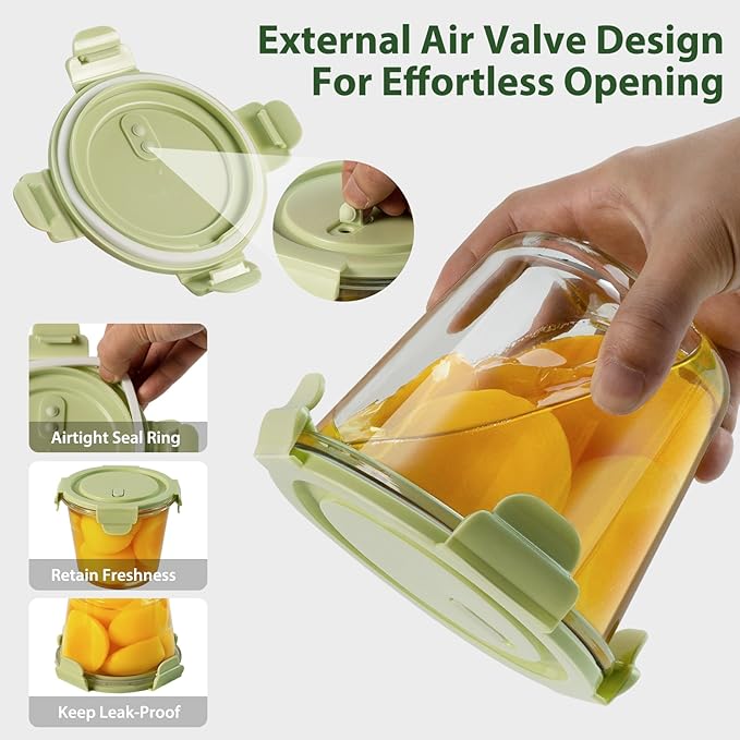 23oz Glass Meal Prep Containers with Lids, Airtight 3-Cup Glass Storage Containers Set, Heat-Resistant BPA-Free for Soup, Leftover, Microwave, Dishwasher, and Freezer Safe (6 Packs)