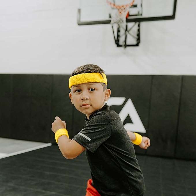 Suddora Sweatbands for Kids, Moisture Wicking 2 Wristbands and 1 Headband Set, Soft and Skin-Friendly Fabric, Moisture-Wicking Athletic Sweat Bands for Basketball, Baseball, Soccer