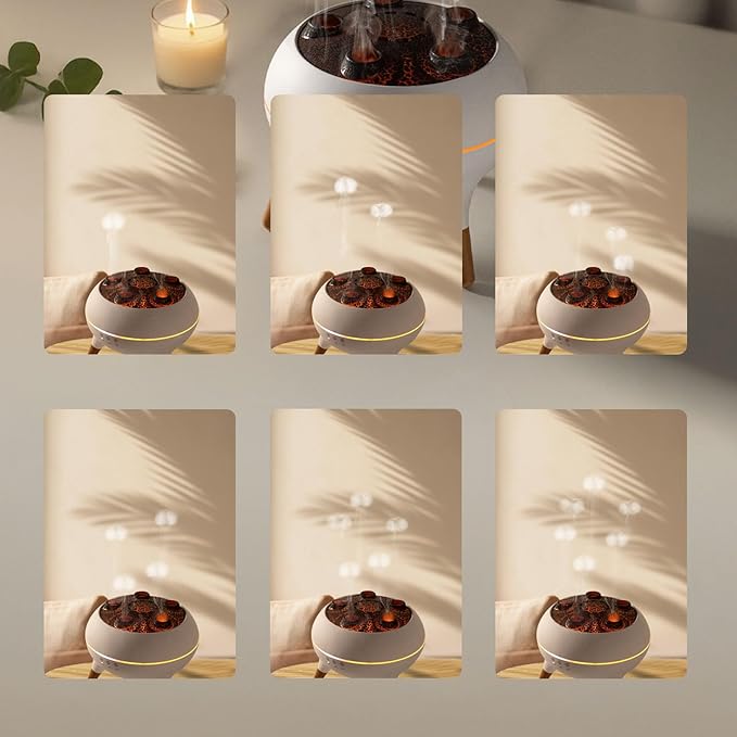 REGINEXT Mushroom Cloud Aroma Diffuser - 3-Timer Setting, 7-Smoke Modes, 7-Color LED, Meditation Buddy with Water Jelly Shape Fog, Home Decor for Bedroom/Living Room/Office - Auto Shut-Off