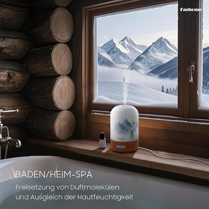 Essential Oil Diffuser with Lavender Oil, 100ml Ultrasonic Aromatherapy Humidifier, 6 in 1 Scent Vaporizer with Timer and Auto-Off (Winter-Lavender)