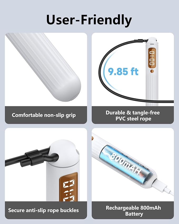 KINTHEA 2 in 1 Smart Jump Rope, APP Control & Data Record, Cordless Jumping Rope with Counter for Women, Men, All Age, Adjustable Skipping Rope for Cardio Fitness in Limited Home Space & Outdoor