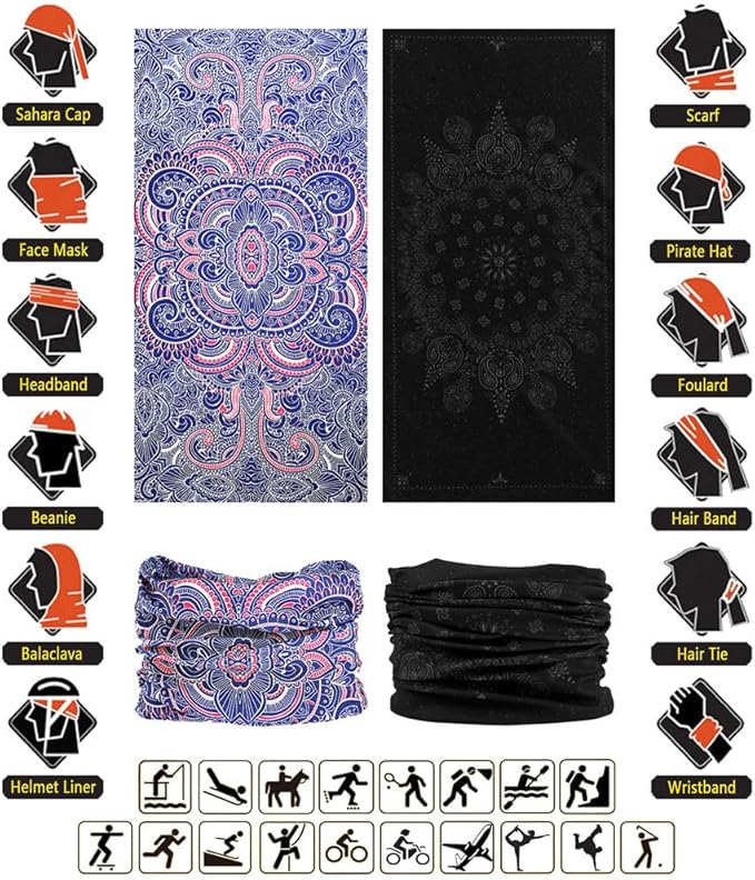 Headband Neck Gaiter Head Wrap Headwear Face Mask Magic Scarf Bandana for Men and Women