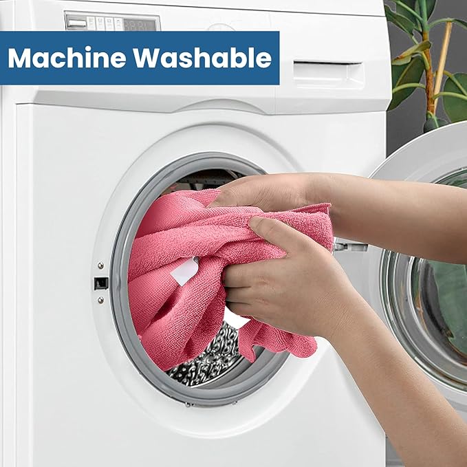 DAN RIVER 12-Pack Pink Microfiber Towels โ Ultra Absorbent, Lint-Free & Streak-Free Kitchen Cleaning Cloths for Home, Car & Kitchen - Must-Have Cleaning Essentials - 12" x 12"