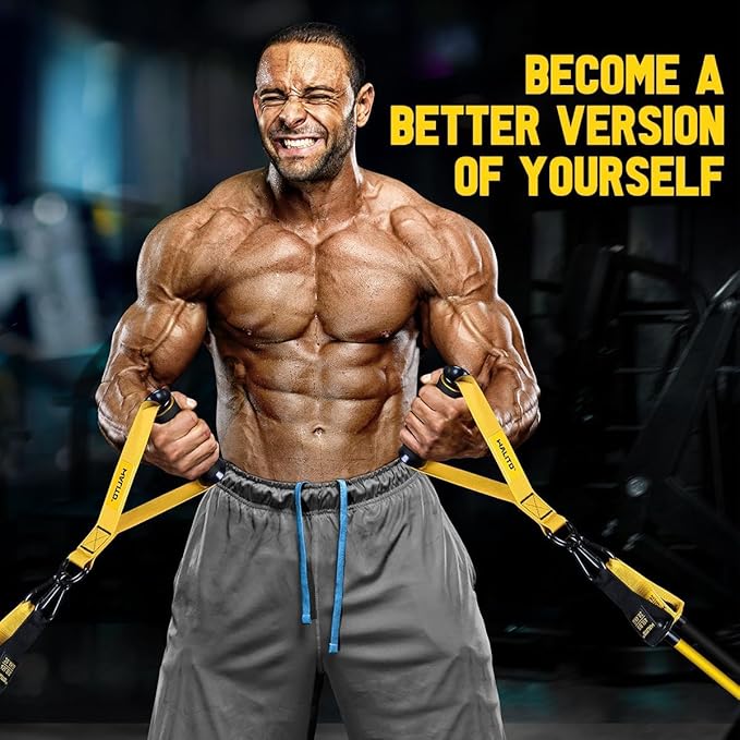 WALITO Resistance Bands Set - Exercise Bands with Handles, Door Anchor, Legs Ankle Straps, for Heavy Resistance Training, Physical Therapy, Muscle Training, Yoga, Home Workouts, Gym