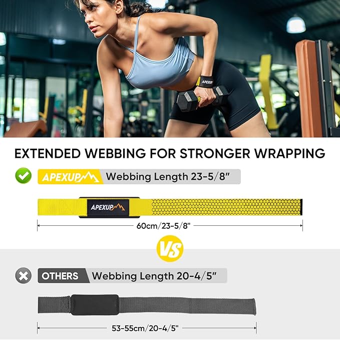 APEXUP Weight Lifting Straps for Weightlifting, Lifting Wrist Straps Gym, Deadlift Strap, Anti Slip Silicone Weightlifting Strap Men Women Powerlifting, Strength Training