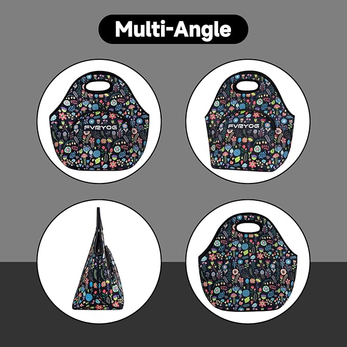 Lunch Bag for Women Soft Neoprene Lunch Bag Lightweight, Thermal Insulated and Reusable Lunch Bag for Women 13.4 * 13.4 IN