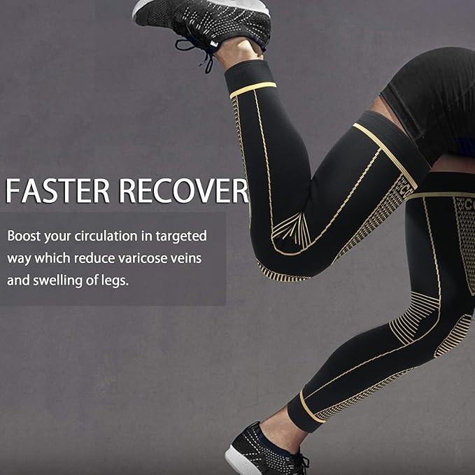 Full Leg Sleeves Long Compression Leg Sleeve Knee Sleeves Protect Leg, for Man Women Basketball, Arthritis Cycling Sport