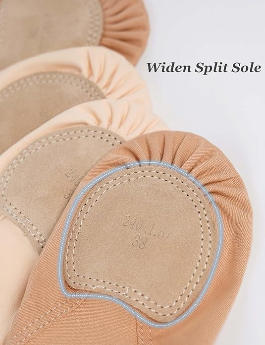 Cloud Soft 4 Way Stretch Canvas Ballet Shoes Split Sole Dance Slippers for Toddler Girls, Little Big Kids Training