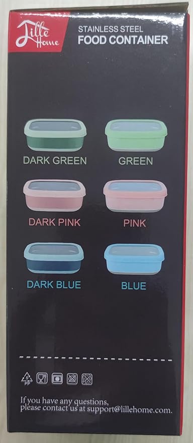 Lille Home Leak Proof Stainless Steel Lunch Snack Containers Set - Ideal for Educational Settings and Daycare - Nesting Trio with Silicone Lids - 47oz+30oz+16oz - Dark Pink